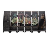 Toyvian Chinese 4-panel Resin Ornamental Screen Decor with Confucius Illustration, Small Folding Desktop Divider for Indoor Home and Office Decoration