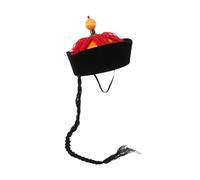 Toyvian Chinese Emperor Hat with Braids Traditional Headwear for Cultural Events Unique Hanfu Costume Accessory with Ponytail Comfortable Woolen Material for Stage