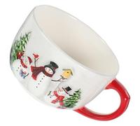 Toyvian Christmas 550ml Embossed Ceramic Coffee Mug Soup Cup Christmas Breakfast Cereal Cup Holiday Water Container Festive Tableware