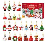 Toyvian Christmas Advent Calendar Assorted Miniature Resin Christmas Figurines Surprises,Xmas Decoration Ornament