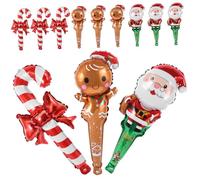 Toyvian Christmas Foil Balloon Inflatable Xmas Decorations for Festive Parties Featuring Santa Gingerbread Man and Candy Cane Designs for Holiday Celebrations and Home Decor
