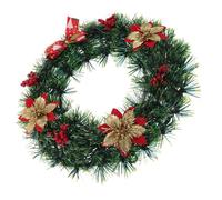Toyvian Christmas Greenery Wreath with Red Berries and Poinsettia Artificial Holiday Door Decoration for Front Door Fireplace Porch Window and Table Hanging Vibrant Seasonal Colors
