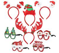 Toyvian Christmas Headbands, Santa and 4 Pcs Christmas Party Funny Glasses Frames