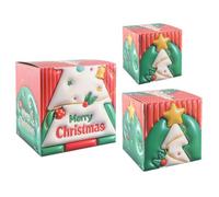 Toyvian Christmas Party Favor Boxes Set of 1, Small Paper Gift Box with Cartoon Xmas Tree Graphic, Easy Open Flap Structure and Smooth Flat Lining, for Holiday Candy Packaging