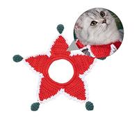 Toyvian Christmas Red Knitted Cat Collar Large Soft Necklet Decorative Pendant Lovely Pet Gaiter for Festive Cats