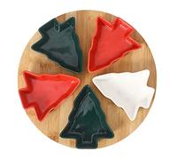 Toyvian Christmas Serving Dishes Christmas Tree Shaped Trays with Wooden Platter, Candy, Nuts, Dessert, Food Serving Trays Colorful Fruits Plate Table Supplies for Holiday Party