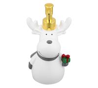 Toyvian Christmas Soap Dispenser Refillable Liquid Pump Container with Antislip Base and Stable Placement, Festive White Plastic Reindeer Shape for Bathroom and Kitchen Holiday Decoration
