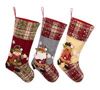 Toyvian Christmas Stockings,3pcs 18" Xmas Large Hanging Decoration Santa Snowman Snowflake for Home Holiday Party Decor