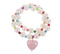 Toyvian Colorful Beaded Candy Necklace For Cats Dog Cute Heart Pendant Pet Jewelry Adjustable Lightweight Collar For Small Pets Wedding Party Costume L