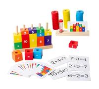Toyvian Colorful Wooden Learning Educational Building Blocks for Preschool Math Cognition Early Childhood Development Boys and Age