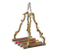 Toyvian Colorful Wooden Parrot Climbing Swing for Cage Bird Play Stand with Elevated Hanging Platform Fun for Budgies Cockatiels Parakeets and Pet Birds