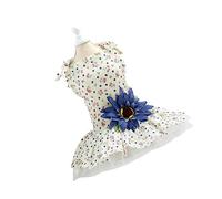 Toyvian Comfortable Lace Dog Dress with Daisy Pattern and Sunflower Decor for Weddings Birthdays and Photoshoots Easy to Wear and Clean for Pets Blue Flower