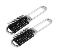 Toyvian Compact Foldable Hair Brush for On-the-go Hair Styling 2pcs with Mirror Portable Mini Travel Hairbrush Stylish Abs and Glass Design for Women and Men and Handbag Use