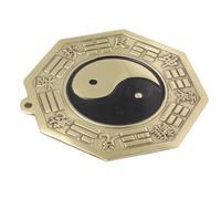 Toyvian Copper Bagua Mirror Wall Hanging, Pure Copper Feng Shui Eight Trigrams Tai Chi Mirror for Indoor Home Decoration and Evil Spirit Protection