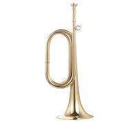 Toyvian Copper Golden Bugle Beginner Instrument with Beautiful and Natural Sounds Lightweight Military Style Trumpet for School Band and Orchestra Playing