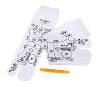 Toyvian Cotton Acupressure Massage Socks Reflexology Print and Massage Stick, Household Foot Care Set for Men and Women, White Two-Toe Health Socks for Foot Meridian Therapy