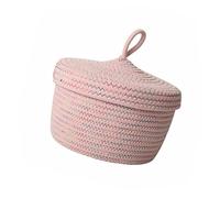 Toyvian Cotton Rope Desktop Storage Basket Lid, Small Pink Tabletop Organizer for Remote Controls and Household Sundries, Creative Home Storage Box 18cm Diameter x 12cm Height