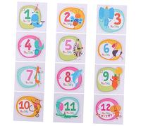 Toyvian Creative Baby Monthly Stickers Set for Newborn Use with Animal Prints, Paper Material, for Recording Your Baby's Life the First Year