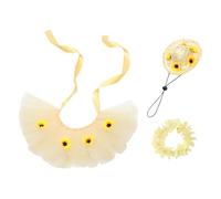 Toyvian Creative Hawaii Theme Pet Costume Set for Party and Holiday Decorations, Includes Yellow Gauze Skirt, Collar, and Hat, Lightweight and Unique Pet Outfit for Festive Occasions