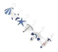 Toyvian Creative Mediterranean Wooden Hooks Practical Decorative Storage Method Density Board Six-Hook Rack for Store Clothing and Decorative Pendants