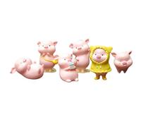 Toyvian Creative Pig Cake Decor 6Pcs Plastic Pig Ornaments Cartoon Style PVC Material for Cafe Tabletop and Desktop Decoration