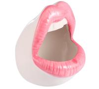 Toyvian Creative Pink Ceramic Ashtray with Big Mouth Pattern, Fireproof and Practical Decorative Ash Tray for Desktop Ornament and Home Use