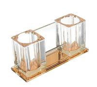 Toyvian Crystal Acrylic Microphone Stand with Gold Base, Desktop Wireless Mic Holder for Office and Ktv, Acrylic Tabletop Mic Stand Compatible with Sm7b Pop Filter