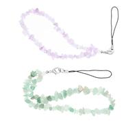 Toyvian Crystal Beaded Phone Wrist Strap 2pcs with Natural Gemstone for Mobile Phone Decoration and Anti-lost Use on Bags