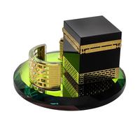 Toyvian Crystal Mini Kaaba Model Islamic Architecture Souvenir Decorative Showpiece for Home Table Vehicle Round Color Base Saudi Arabia Travel with Enchanting Light Effects