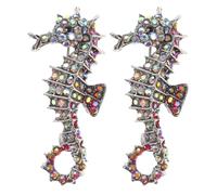 Toyvian Crystal Seahorse Brooch Pin 2Pcs Multicoloured Rhinestone Ocean Animal Safety Pins for Ladies’ Clothing and Bags