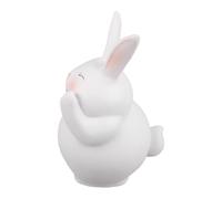 Toyvian Cute Cartoon Design White Resin Rabbit Sculpture Easter Bunny Figurine for Easter Decorations and Garden Display, Whimsical Spring Tabletop Ornament