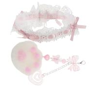 Toyvian Cute Mechanical Keyboard Strap with Cat Paw Shape, Lace Bowknot Ribbon, Decorative Plastic and Metal Material, Reduces Hand Fatigue, for Gaming and Workspace Accessories