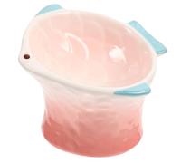 Toyvian Cute Pink Fish-Shaped Elevated Cat Bowl Shallow PET Feeder Protective Design for Kittens and Cats Creative Food Dish for Treats and Meals