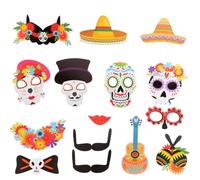 Toyvian Day the Dead with Dead Skull Pattern Paper Material , Fine Workmanship and Practical Use Photo Prop Set for Mexican Theme Party Decorations and Photograph Props