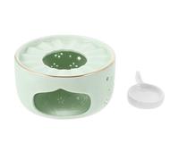 Toyvian Delicate Ceramic Tea Warmer with Non-slip Base and Tealight Holder Practical Teapot Heating Stand for Living Office Tea House Shop Light Green