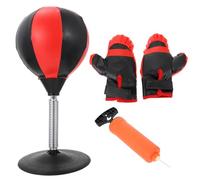 Toyvian Desktop Pressure Boxing Ball with Gloves and Manual Inflator Stable Base Tumbler Punching for Stress Relief and Speed Exercise Elastic Spring Rebound Suitable for Home Random Color