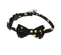 Toyvian Detachable Bowknot Cat Collar with Bell Adjustable Skin Friendly Pet Neck Decor for Cats and Kittens Stylish Black Double Leopard Print Comfortable Daily Wear Accessory