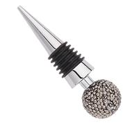 Toyvian Diamond-Embedded Zinc Alloy Wine Bottle Stopper Cone-Shaped Beverage Plug with Rhinestones for Red Wine Beer Soy and Vinegar Bottles Easy Insert and Remove Bright Black Finish for