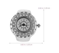Toyvian Diamond Ring Watch for Women Silver Round Dial Decorative Finger Electronic Ring Watch with Rhinestones Fashion Jewelry Accessory for Daily Wear