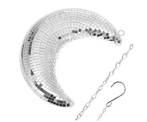 Toyvian Disco Ball Moon Pendant Silver Retro Wall Decor Hanging Ornament for Party Wedding Home Decoration