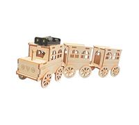 Toyvian DIY Wooden Train Set Unpainted Model for Educational Wood Craft Project Enhances Spatial Imagination Logical Thinking Compatible with Multiple Track Systems
