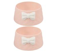 Toyvian Dog Cat Food Bowls 2Pcs Pink Plastic Lightweight Pet Feeding Bowls with Decorative Bow-Knot Suitable for Small Pets and Puppies Easy to Carry and Clean