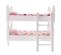 Toyvian Double Bed Doll House Miniature Wooden Bunk Bed Model for Boys and Girls Room Decor Scale Furniture Accessory for Dollhouse Bedroom