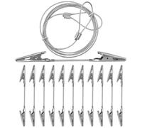 Toyvian Double Ends Alligator Clamps Photo Clip with Hanging Wire Metal Wire Clips for Wall Hanging DIY Picture Display for Birthday Wedding Party Decorations and Memo Holder