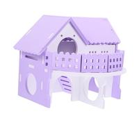 Toyvian Double Hamster Hideout Villa PVC Small Animal House for Guinea Pigs and Hamsters Cozy Hideaway with Spacious Layout and Fashionable Purple White Design