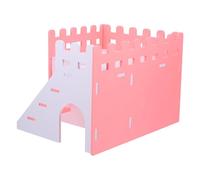 Toyvian Double Hamster House Small Animal Hideout with PVC Tunnel for Hamsters Guinea Pigs and Hedgehogs Quiet Warm Villa for Rest and Play Large Pink Eco Friendly Pet Habitat