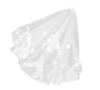 Toyvian Double Layer Floral Embroidered Lace Veil with Pearl Accents and Hair Comb Soft Tulle Bridal Wedding Veil for Brides