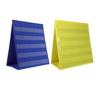 Toyvian Double Sided Desktop Pocket Chart 12.60X11.81X6.30In Foldable Tabletop Display Stand with Triangular Stability for Classroom Home Office Schedule Cards Organizer
