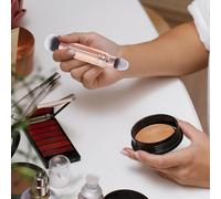 Toyvian Dual Ended Makeup Brush and Makeup Blending Brush with Rose Gold Finish 15 CM Portable Travel Foundation Tool for-The-Go Touch-Ups and Precise Application