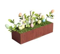 Toyvian Easter Egg Bonsai Decor with Cross - Handmade Faux Egg Desktop Ornament for Home Table Party Easter Decoration Centerpiece